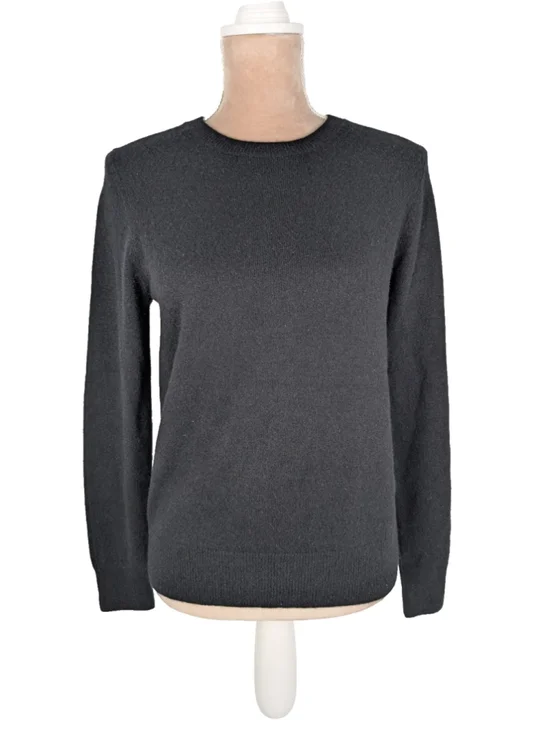 NWT Quince Mongolian Cashmere Crewneck Sweater Size Small Black Classic Preppy - Picture 2 of 10